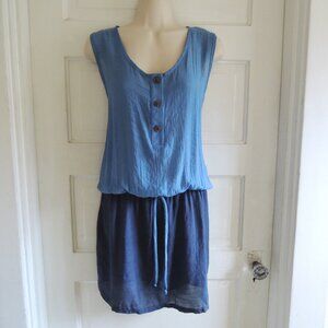Hula Doll Blue & Navy Blouson Colorblock Beachcover Mini Dress XL